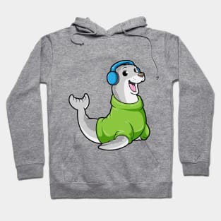 Seal with Sweater and Headphone Hoodie